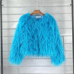 Faux Fur Coat Blue
