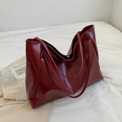 Tote Bag Women Soft PU Leather Large Capacity Underarm Retro Crossbody Shoulder Casual Portable Purse