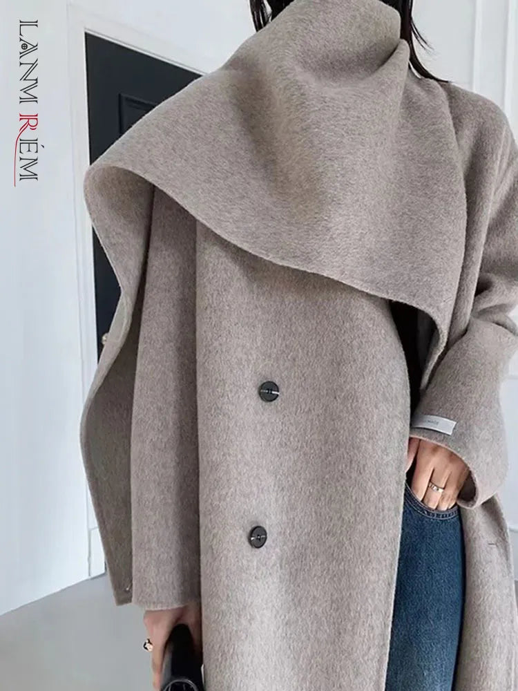 Long Wool Coat oat color