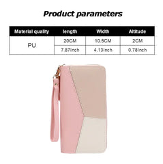Faux Leather Zipper Wallet pink size