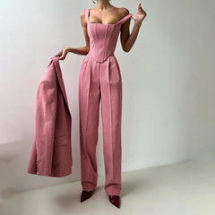 Women's 3 piece pant suit pink
