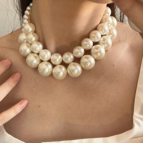 Pearl Choker Necklace Women Vintage Double Layer Elegant Collar Bridal Wedding Jewelry Gift Accessories