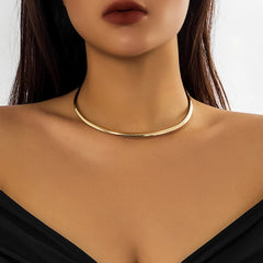 Choker Necklace Women Smooth Metal Round Simple Gold Collar Minimalist Party Jewelry Gift Accessories