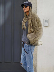 Faux Fur Jacket brown