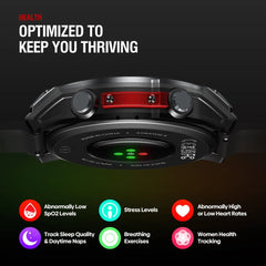 Smartwatch with health monitoring features on a dark background