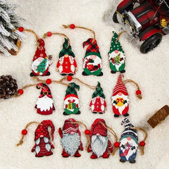 Christmas Wooden Gnome Ornaments Merry Xmas Tree Decoration Holiday Craft Supply Home Decor Gift