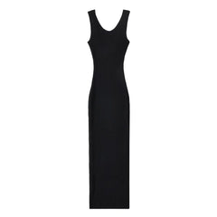 Backless Sleeveless Knit Midi Dress Women Slim Elegant 5 Colors Casual Party Fashion Dress