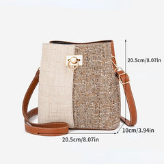 Bucket Crossbody Bag Women Small Vegan Leather Circle Buckle Shoulder Casual Handbag Purse