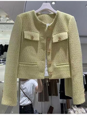 Tweed Jacket Women Chic Short Boutique Fashion Casual Coat Outerwear Spring Autumn Style