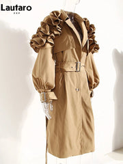 Trench Coat Women Long Black Khaki Belted Elegant Chic Luxury Designer Inspired Raincoat Outerwear