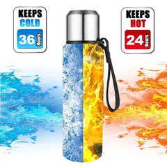 Thermos Bottle Large Capacity Stainless Steel Portable Vacuum Flask Insulated Lanyard Handle Hot Cold