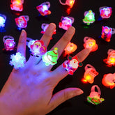 5/10/15 Pack Christmas LED Light Up Rings Gifts for Kids Glowing Christmas & Halloween Theme Rings Light Up Toys