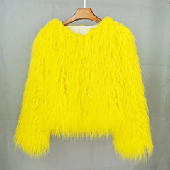 Faux Fur Coat yellow