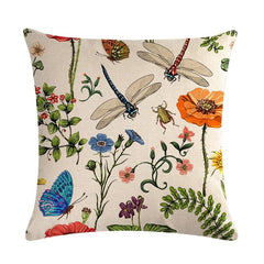 Throw Pillow Cover Set 4-Piece Outdoor Patio Flower Print Spring Summer Garden Furniture Bench Chair