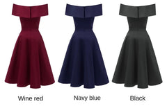 Off Shoulder Vintage A-Line Dress Women Elegant Wedding Guest Prom Party Fashion Dress