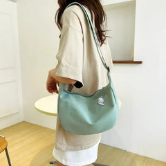 Canvas Shoulder Bag Women Solid Minimalist Multifunction Large Capacity Crossbody Teen Casual Purse