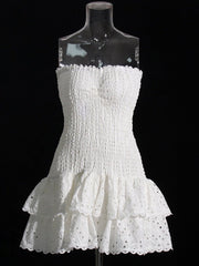 Strapless Layered Hem Mini Dress Women Elegant Casual Party Chic Fashion Dress