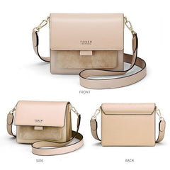 Cowhide Leather Crossbody Bag Women Split Suede Mini Purse Flap Elegant Casual Fashion Handbag