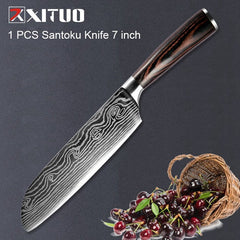 Japanese Kitchen Knife Set Chef Stainless Steel Sanding Laser Pattern Professional Cooking Tool