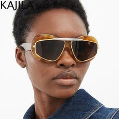 Sunglasses Women Cat Eye Punk Steampunk Double Frame Y2K Luxury Sports Shield Eyewear Sun Shades
