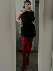 Women's Stockings Slim See-Through Lingerie Tights Lace Leggings Women's Pantyhose Red Body Sexy Stockings