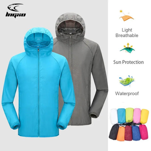 Windbreaker Jacket Unisex Waterproof UV Protection Quick Dry Hiking Fishing Camping Pocket Raincoat