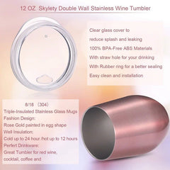 Thermos Cup Stainless Steel Double Insulated Stemless Tumbler Wine Beer Tea Soda Heat Cold Retaining