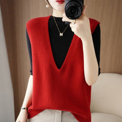 Knit Vest Women Loose Pullover Casual Warm Everyday Autumn Winter Fashion Sweater Top
