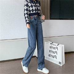 High Waist Baggy Wide Leg Jeans Women Vintage Streetwear Casual Denim Fashion Trousers