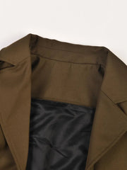 Blazer Women Brown Belted Lapel Loose Fit Chic Contemporary Jacket Spring Autumn Outerwear