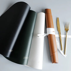 Placemat Set PU Leather Heat Insulation Non-Slip Simple Coaster Dining Table Mat Home Decor