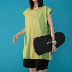 Tank Top Women Oversized Loose Casual O-Neck Sleeveless Teen Everyday Fashion Tee Top