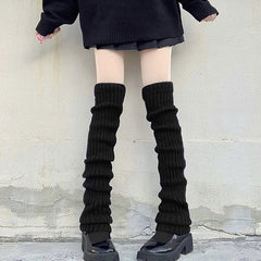 Knitted Leg Warmers Women Thigh High Punk Vintage 90s School Girls Warm Stylish Fashion Socks