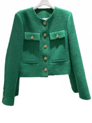 Tweed Jacket Women Chic Short Boutique Fashion Casual Coat Outerwear Spring Autumn Style