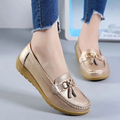 Loafers Women Low Heel Slip-On PU Leather Casual Comfortable Everyday Fashion Shoes