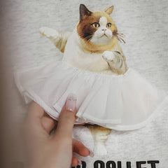 Sweatshirt Women Ballet Cat Cartoon Print Stand Collar Loose Long Sleeve Casual Pullover Top