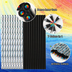 Rainbow Pencil Set Kids 12pcs Kawaii 7-Color Gradient Crayons Art Painting Drawing Student Gift Stationery