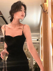 Spaghetti Strap Midi Dress Women Slim Elegant Evening Party Casual Chic Fashion Dress