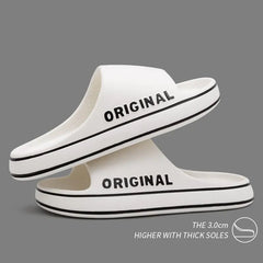 Sandals Unisex Beach Slides Solid Color Thick Sole Anti-Slip Indoor Outdoor Bathroom Summer Slippers