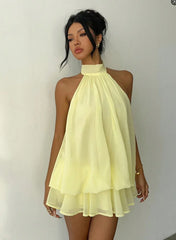 Backless Halter Tie-Waist Mini Dress — Slim Fit Vacation Dres