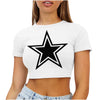 T-Shirt Women Y2K Star Retro Short Sleeve Crop Top Aesthetic Navel Fashion Casual Tee Top