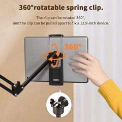 Tablet Holder Stand Bed 90cm Metal Arm 360° Rotating Mount iPad Phone Bracket 4.5-11 Inch Devices