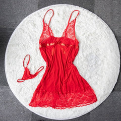 Nightdress Set Women 2-Piece Suspender V-Neck Sleepwear Casual Loungewear Fashion