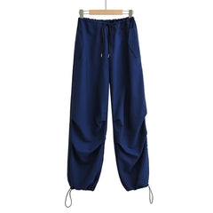 Wide Leg Cargo Pants Women Drawstring Casual Streetwear Comfortable Fashion Trousers