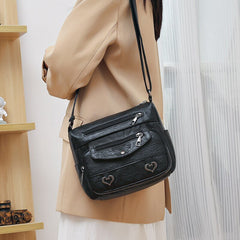 Faux Leather Crossbody Bag Women Soft Lightweight Large Capacity Shoulder Messenger Handbag