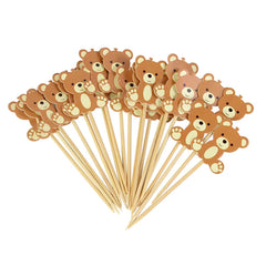 20-Piece Lot Cute Bear Food Picks Cake Dessert Hors D'oeuvres Appetizer Toothpicks Fruit Forks Birthday Party Baby Shower Christmas Decoration Supplies