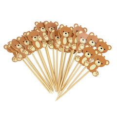 Food Picks 20-Piece Cute Bear Cake Dessert Appetizer Fruit Fork Birthday Baby Shower Christmas Decor