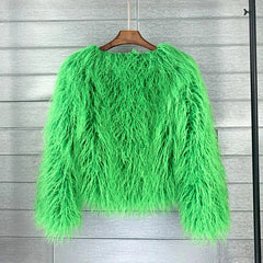 Faux Fur Coat green