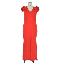 Plus Size Mermaid Maxi Dress Women Elegant Ruffle Red Black Backless Wedding Party Formal Prom