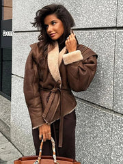 PU Leather Women's Jacket brown